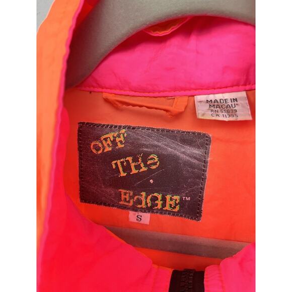Vintage 90s Off The Edge Extreme Sports Retro Windbreaker Mens Small Orange Pink - Picture 4 of 9